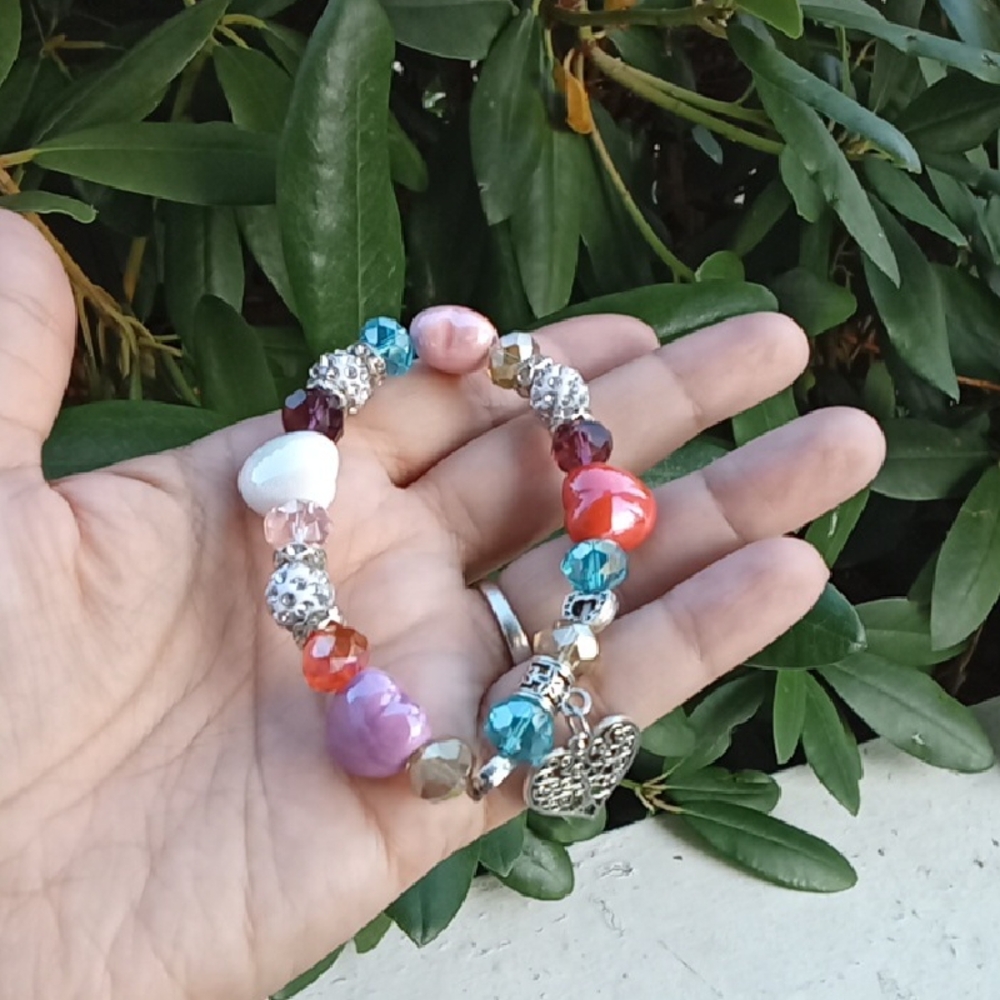 Colorful Beaded Charm Bracelet NWOT